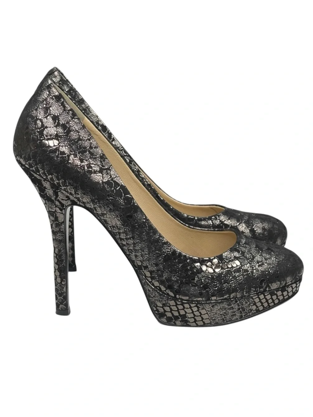 Joan & David ☀︎︎ Metallic Animal Print Platform Pumps Heels ☀︎︎ Black ☀︎︎ 8.5M
